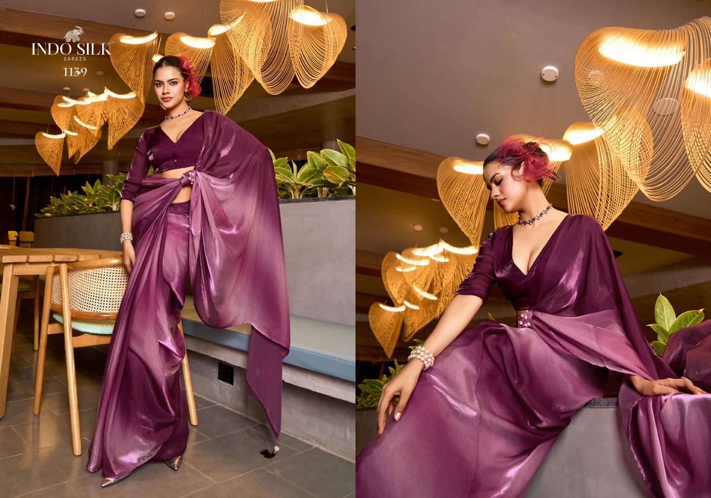 Luxe By Indo Silk Fendy Satin Party Wear Saree Wholesale Market In Surat